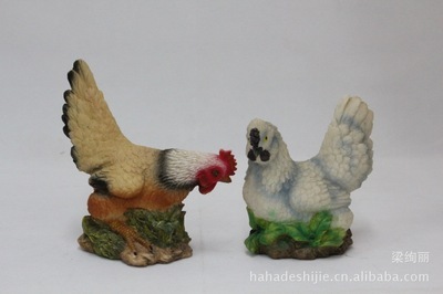 田園風情 樹脂家禽公雞母雞擺設工藝品4936詳解